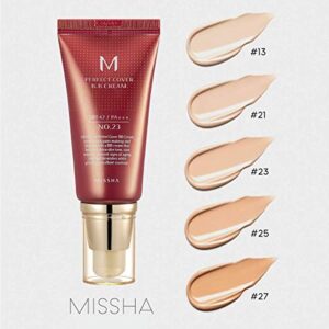 MISSHA M Perfect Cover BB Cream SPF 42 PA+++(#23 Natural Beige), Amazon Code Verified for Authenticity, 50ml, Concealing Blemishes, dark circles, UV Protection