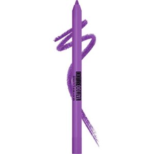 maybelline new york tattoo studio long-lasting sharpenable eyeliner pencil, glide on smooth gel pigments with 36 hour wear, waterproof, purple pop, 0.04 oz