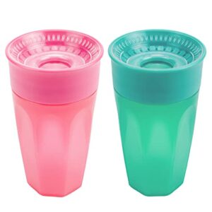 dr. brown’s plastic cheers 360 spoutless training cup, 9m+, 10 ounce, pink/turquoise, 2 count