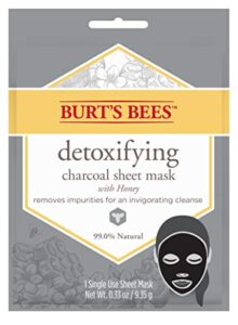 burt’s bees detoxifying charcoal facial sheet mask, honey, single use (package may vary)