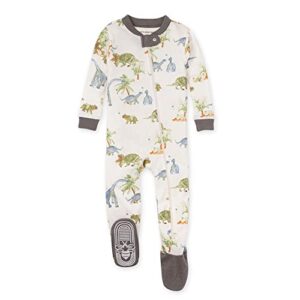 burt’s bees baby boys’ unisex pajamas, zip-front non-slip footed sleeper pjs, organic cotton, baby-saurus, 18 months