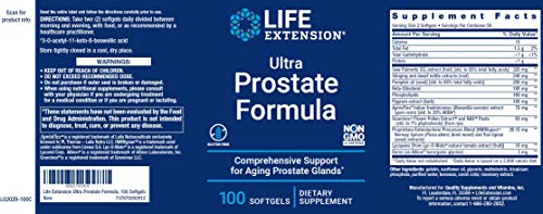 Life Extension Ultra Prostate Formula, 100 Softgels (Pack of 2) - Natural Supplement for Men