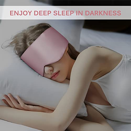 100% Mulberry Silk Sleep Mask Eye Mask for Man and Woman with Adjustable Headband, Full Size Large Sleep Mask & Blindfold for Total Blackout for All Night Sleep, Travel & Nap- Light Plum