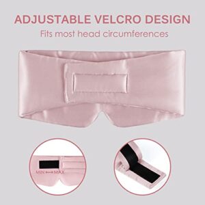 100% Mulberry Silk Sleep Mask Eye Mask for Man and Woman with Adjustable Headband, Full Size Large Sleep Mask & Blindfold for Total Blackout for All Night Sleep, Travel & Nap- Light Plum