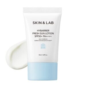 [skin&lab] hybarrier fresh sun lotion sfp50+ pa+++ | moisturizing face & body sun care with sodium hyaluronate and hyaluronic acid | reef-safe sunscreen (octinoxate & oxybenzone free) | 1.69 fl oz.