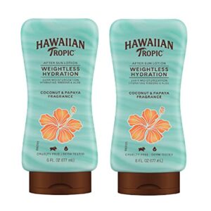 hawaiian tropic silk hydration weightless after sun gel lotion with hydrating aloe and gel ribbons, 6 ounces -2 count (pack of 1)