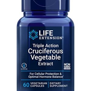 Life Extension Triple Action Cruciferous Vegetable Extract, 60 Vegetarian Capsules—Helps Maintain DNA Health & Already-Healthy Hormone Levels - Non-GMO, Gluten-Free, Vegetarian