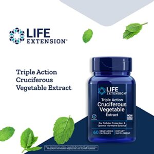 Life Extension Triple Action Cruciferous Vegetable Extract, 60 Vegetarian Capsules—Helps Maintain DNA Health & Already-Healthy Hormone Levels - Non-GMO, Gluten-Free, Vegetarian