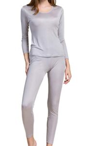 grenasasilk women’s silk thermal underwear sets | silk long johns | silk long underwear(m, silver grey)