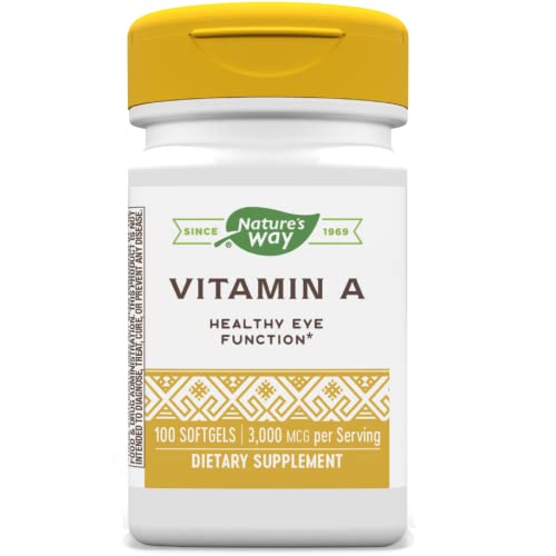 Nature's Way Vitamin A, Eye Health Supplement for Adults*, Immune Support*, 3,000mcg Per Serving, 100 Softgels