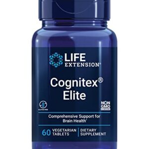 Life Extension Cognitex Elite - Brain Health Supplement - for Focus, Healthy Memory and Cognition Support with Calcium, Sage & Blueberry Extract - Gluten Free, Non-GMO, Vegetarian - 60 Tablets