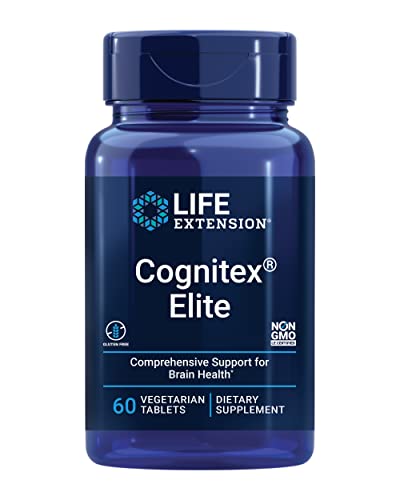 Life Extension Cognitex Elite - Brain Health Supplement - for Focus, Healthy Memory and Cognition Support with Calcium, Sage & Blueberry Extract - Gluten Free, Non-GMO, Vegetarian - 60 Tablets