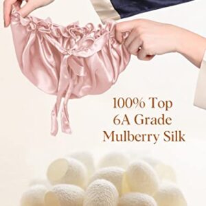 LilySilk Silk Sleeping Cap for Hair Stretchy -Night Cap- for Women 100 Real Silk Bonnet Sleep Cap- for Curls (Rosy Pink)