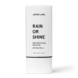 rain or shine anti aging face sunscreen spf 50 for clear skin w/green tea, hyaluronic acid, vitamin c, vitamin e oil, ginseng extract, licorice root – spf moisturizer for face, fragrance free 2.03 oz