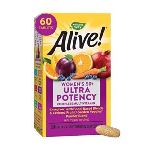 nature’s way alive! women’s 50+ ultra potency complete multivitamin, high potency formula, supports whole body wellness & healthy aging*, 60 tablets