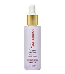 womaness fountain of glow vitamin c face serum – menopause support brightening serum for improving dull & uneven skin tone – super antioxidant serum of 8% vitamin c + plant derived squalane oil (50ml)