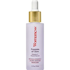 Womaness Fountain of Glow Vitamin C Face Serum - Menopause Support Brightening Serum for Improving Dull & Uneven Skin Tone - Super Antioxidant Serum of 8% Vitamin C + Plant Derived Squalane Oil (50ml)