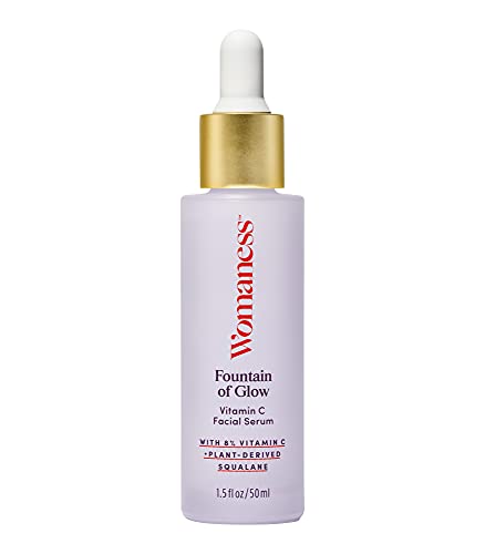 Womaness Fountain of Glow Vitamin C Face Serum - Menopause Support Brightening Serum for Improving Dull & Uneven Skin Tone - Super Antioxidant Serum of 8% Vitamin C + Plant Derived Squalane Oil (50ml)