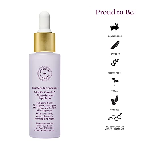 Womaness Fountain of Glow Vitamin C Face Serum - Menopause Support Brightening Serum for Improving Dull & Uneven Skin Tone - Super Antioxidant Serum of 8% Vitamin C + Plant Derived Squalane Oil (50ml)