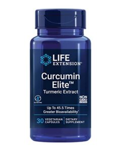 life extension curcumin elite turmeric extract – 270x better absorption than standard curcumin, support a healthy inflammatory response, gluten free, non-gmo, vegetarian—30 vegetarian capsules