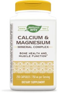 nature’s way calcium & magnesium mineral complex, supports bone health*, 750 mg per serving, 250 capsules