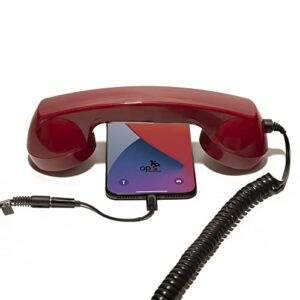 opis technology retro handset (bundle for iphone) in red/old-style telephone headset for android cell-phones, smartphones, tablets, notebooks – the 60s micro