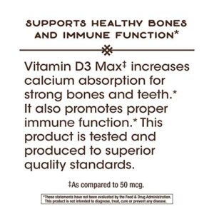 Nature's Way Vitamin D3 Max, Supports Healthy Bones and Teeth*, Supports Immune Health*, 125mcg per Serving, 240 Softgels