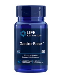 life extension gastro-ease – digestive health – gastric health supplement with zinc l-carnosine plus pylopass for healthy stomach support – non-gmo, gluten-free – 60 vegetarian capsules