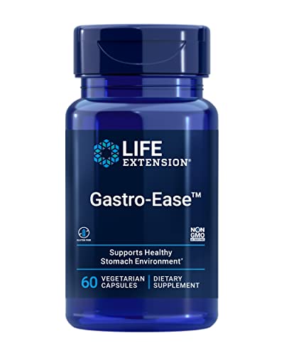 Life Extension Gastro-Ease - Digestive Health - Gastric Health Supplement with Zinc L-carnosine Plus Pylopass For Healthy Stomach Support - Non-GMO, Gluten-Free - 60 Vegetarian Capsules