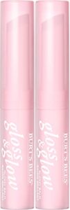 burt’s bees lip gloss and glow glossy balm, 100% natural makeup, chai time (pack of 2 tubes)