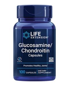 life extension glucosamine / chondroitin capsules – joint health supplement pills – advanced formula for healthy cartilage, knee support & joints strength – gluten free, non-gmo – 100 capsules