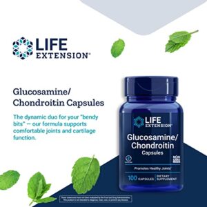 Life Extension Glucosamine / Chondroitin Capsules - Joint Health Supplement Pills - Advanced Formula for Healthy Cartilage, Knee Support & Joints Strength - Gluten Free, Non-GMO - 100 Capsules