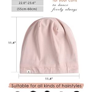 YANIBEST 100% Mulberry Silk Lined Sleep Cap Silk Bonnet for Sleeping - Pink Hair Cover Bonnet for Natural Hair Adjustable Slouchy Beanie Hat