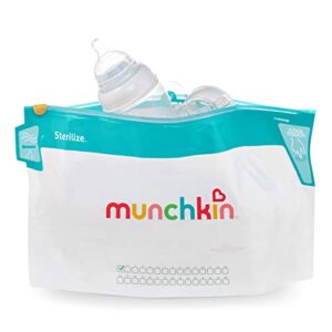 munchkin® sterilize™ microwave bottle sterilizer bags, eliminates up to 99.9% of common bacteria, 30 uses per bag, 6 pack