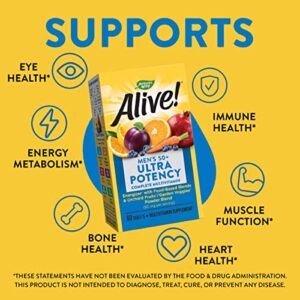 Nature’s Way Alive! Men’s 50+ Ultra Potency Complete Multivitamin, High Potency Formula, Supports Whole Body Wellness*, 60 Tablets