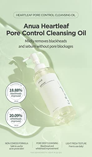 ANUA Heartleaf Pore Control Cleansing Oil Korean Facial Cleanser, Daily Makeup Blackheads Removal 6.7 fl oz(200ml)