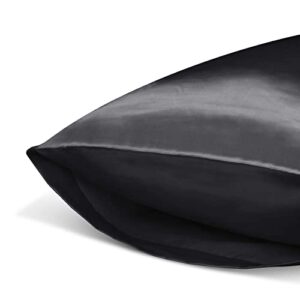 BEDELITE Satin Silk Body Pillow Pillowcase for Hair and Skin, Premium and Silky Black Long Body Pillow Case Cover 20x54 with Envelope Closure