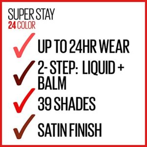 Maybelline Super Stay 24, 2-Step Liquid Lipstick Makeup, Long Lasting Highly Pigmented Color with Moisturizing Balm, Perpetual Plum, Purple, 1 Count