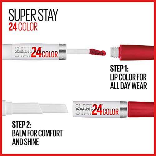 Maybelline Super Stay 24, 2-Step Liquid Lipstick Makeup, Long Lasting Highly Pigmented Color with Moisturizing Balm, Perpetual Plum, Purple, 1 Count