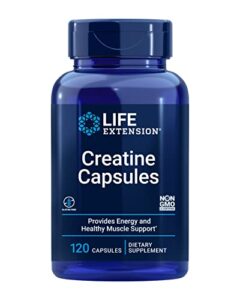 life extension creatine capsules – for healthy muscle performance – energy support supplement non-gmo, gluten free – 120 capsules