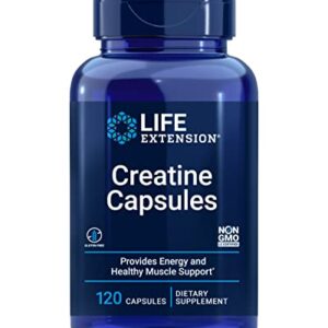 Life Extension Creatine Capsules – For Healthy Muscle Performance - Energy Support Supplement Non-GMO, Gluten Free – 120 Capsules