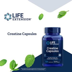Life Extension Creatine Capsules – For Healthy Muscle Performance - Energy Support Supplement Non-GMO, Gluten Free – 120 Capsules
