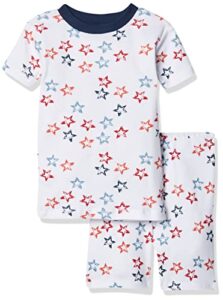 burt’s bees baby baby boys’ pajamas, tee and pant 2-piece pj set, 100% organic cotton, patriotic tee & shorts, 4x-small