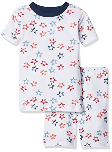 Burt's Bees Baby Baby Boys' Pajamas, Tee and Pant 2-Piece Pj Set, 100% Organic Cotton, Patriotic Tee & Shorts, 4X-Small