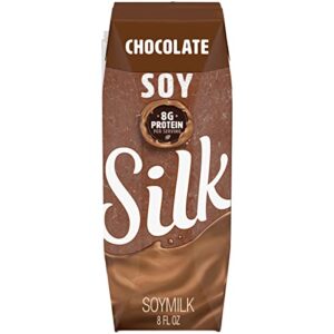 silk shelf-stable soy milk singles, chocolate, dairy-free, vegan, non-gmo project verified, 8 fl oz (pack of 18)