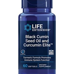 Life Extension Black Cumin Seed Oil & Curcumin Elite Turmeric Extract - Supplement - Formula for Healthy Immune System & Whole-Body Health- Gluten Free, Non-GMO - 60 Softgels