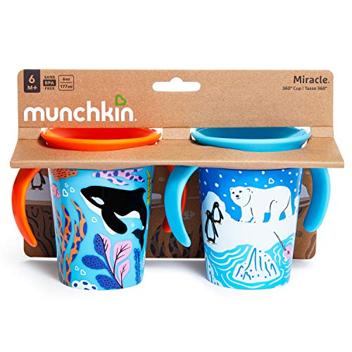 Munchkin® Miracle® 360 Wildlove Sippy Cup, 6 Oz, 2 Pack, Orca/Polar Bear