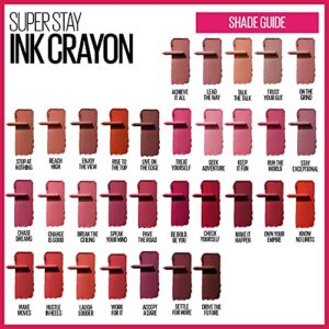 Maybelline Super Stay Ink Crayon Lipstick Makeup, Precision Tip Matte Lip Crayon with Built-in Sharpener, Longwear Up To 8Hrs, Hustle In Heels, Apple Red, 1 Count