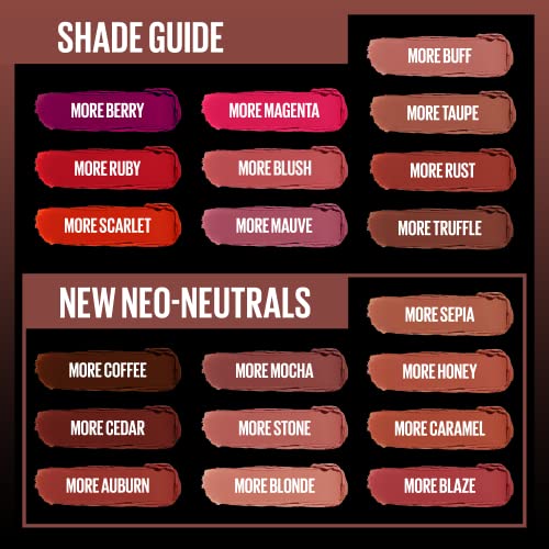 Maybelline Color Sensational Ultimatte Matte Lipstick, Non-Drying, Intense Color Pigment, More Blonde, Sandy Nude, 1 Count