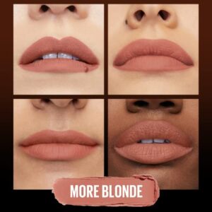 Maybelline Color Sensational Ultimatte Matte Lipstick, Non-Drying, Intense Color Pigment, More Blonde, Sandy Nude, 1 Count